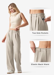 Foto 4 | Foto 4 | Pantalones De Trabajo Willit De Pierna Ancha Y Cintura Alta Para Mujer Bone Xl - Venta Internacional.
