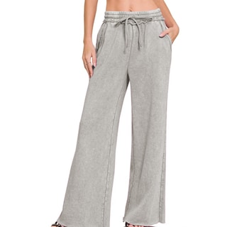 Foto 3 | Foto 3 | Pantalones Deportivos Ainangua Acid Wash Palazzo Para Mujer Color Gris Talla L - Venta Internacional.