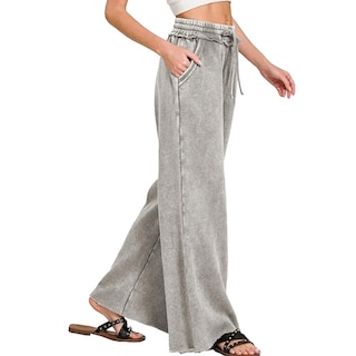 Foto 4 | Foto 4 | Pantalones Deportivos Ainangua Acid Wash Palazzo Para Mujer Color Gris Talla L - Venta Internacional.