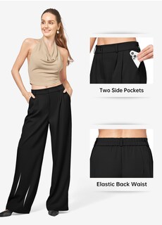Foto 5 | Foto 5 | Pantalones De Trabajo Willit De Pierna Ancha Y Cintura Alta Para Mujer Color Negro Xl - Venta Internacional.