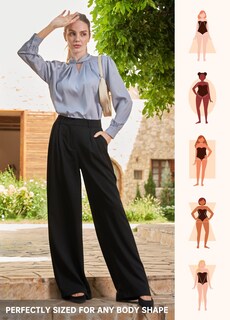 Foto 6 | Foto 6 | Pantalones De Trabajo Willit De Pierna Ancha Y Cintura Alta Para Mujer Color Negro Xl - Venta Internacional.