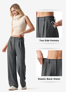 Foto 4 | Foto 4 | Pantalones De Trabajo Willit De Pierna Ancha Y Cintura Alta Para Mujer Color Gris Tinta S - Venta Internacional.