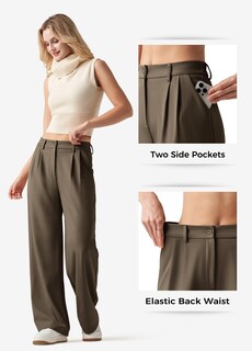 Foto 4 | Foto 4 | Pantalones De Trabajo Willit De Pierna Ancha Y Cintura Alta Para Mujer Color Marrón Rojizo Xxl - Venta Internacional.