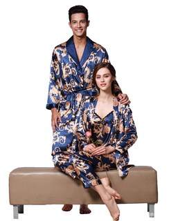Foto 4 | Foto 4 | Albornoz Zuevi Para Hombre Kimono Satinado Manga Larga Color Azul Dragón - Venta Internacional.