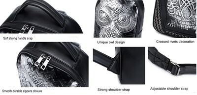 Foto 6 | Foto 6 | Mochila Aibag 3d Con Cabeza De Búho Para Mujer Piel Sintética Color Dorado - Venta Internacional.