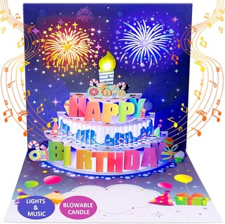 Foto 1 | Foto 1 | Tarjeta De Cumpleaños Inpher Fireworks Pop Up Cake Con Luz Y Música - Venta Internacional.