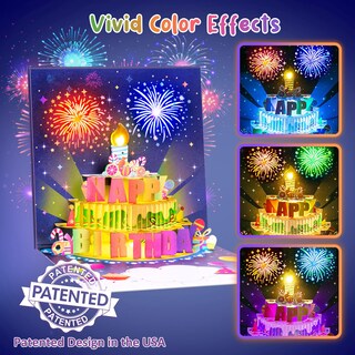 Foto 2 | Foto 2 | Tarjeta De Cumpleaños Inpher Fireworks Pop Up Cake Con Luz Y Música - Venta Internacional.