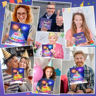 Foto 5 | Foto 5 | Tarjeta De Cumpleaños Inpher Fireworks Pop Up Cake Con Luz Y Música - Venta Internacional.