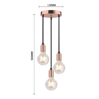 Foto 4 | Foto 4 | Lámpara De Techo Nórdica Retro Colgante De Metal De 3 Luces - Venta Internacional.