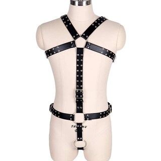 Foto 3 | Foto 3 | Body Harness Bbohss Para Hombre Diseño Punk Piel Sintética Con Forma De Jaula Color Negro - Venta Internacional.
