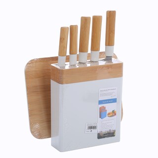 Foto 1 | Foto 1 | Set De Tablas De Cortar Y 5 Cuchillos De Bambú - Venta Internacional.