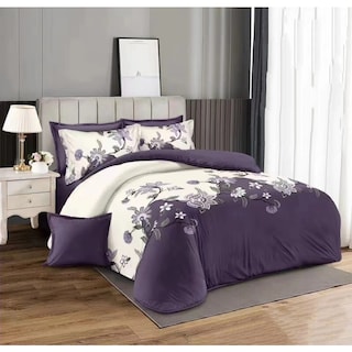 Foto 1 | Foto 1 | Funda De Edredón King Morado Película Blanca Diseño Floral 250 X 270 Cm - Venta Internacional.
