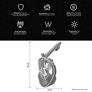 Foto 3 | Foto 3 | Máscara De Snorkel Full Face Xs Con Soporte Para Cámara - Venta Internacional.