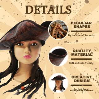 Foto 2 | Foto 2 | Gorro Pirate Captain Hooin Deluxe Retro De Piel Marrón Con Pelo - Venta Internacional.