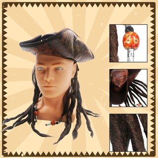 Foto 3 | Foto 3 | Gorro Pirate Captain Hooin Deluxe Retro De Piel Marrón Con Pelo - Venta Internacional.