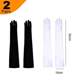 Foto 2 | Foto 2 | Guantes Asaisimg Long Opera Party Para Mujer Color Blanco Y Negro 2 Pares - Venta Internacional.