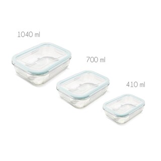 Foto 2 | Foto 2 | Set De 3 Recipientes De Vidrio Con Tapa De 410 Ml 700 Ml 1040 Ml Square Sh - Venta Internacional.