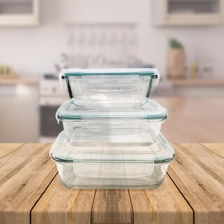 Foto 3 | Foto 3 | Set De 3 Recipientes De Vidrio Con Tapa De 410 Ml 700 Ml 1040 Ml Square Sh - Venta Internacional.