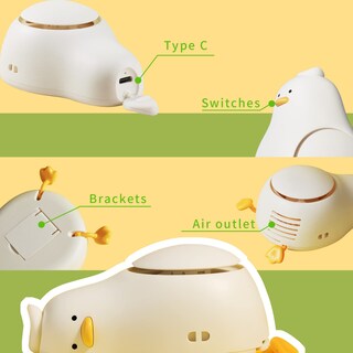 Foto 2 | Foto 2 | Ventilador De Cuello Portátil Higoyxp Lie-in-peace Duck Con Cordón Ajustable - Venta Internacional.