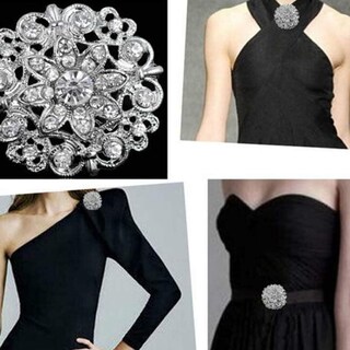 Foto 2 | Foto 2 | Broche Saidian Fashion Con Flores De Cristal En Forma De Ramo Plateado X2 - Venta Internacional.