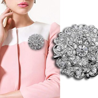 Foto 3 | Foto 3 | Broche Saidian Fashion Con Flores De Cristal En Forma De Ramo Plateado X2 - Venta Internacional.