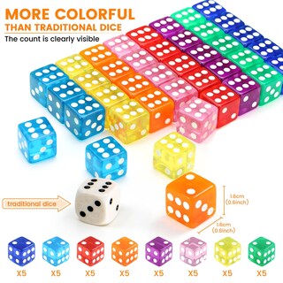 Foto 2 | Foto 2 | Juego De Dados Gwhole  40 Piezas  6 Caras  16 Mm  Colores Translúcidos - Venta Internacional.