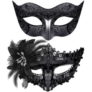 Foto 1 | Foto 1 | Máscaras De Mascarada Siquk Lentejuelas Para Pareja Venecianas Color Negro - Venta Internacional.