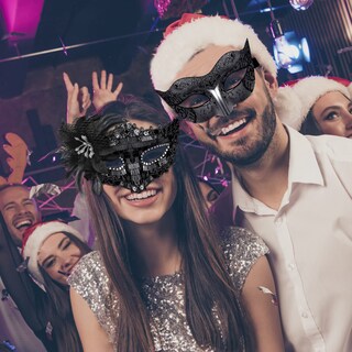 Foto 7 | Foto 7 | Máscaras De Mascarada Siquk Lentejuelas Para Pareja Venecianas Color Negro - Venta Internacional.