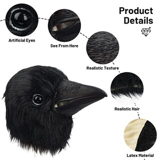 Foto 7 | Foto 7 | Disfraz De Látex Mask Creepyparty Black Crow Raven Para Halloween - Venta Internacional.