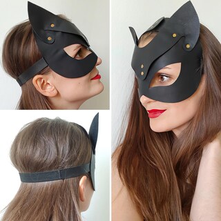 Foto 6 | Foto 6 | Masquerade Mask Shengo Máscara De Ojos De Piel Con Forma De Gato Media Cara Para Mujer - Venta Internacional.