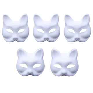 Foto 1 | Foto 1 | Máscaras De Zorro Y Gato En Blanco Diy Binqilin Para Fiesta De Cosplay De Halloween - Venta Internacional.