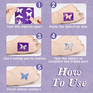 Foto 3 | Foto 3 | Bolígrafos De Tatuaje Temporales Vanplay Con 15 Bolígrafos Y 5 Plantillas - Venta Internacional.