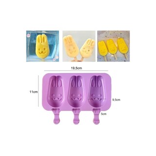 Foto 1 | Foto 1 | Molde Para Helado De Silicona Con Forma De Conejo Con Tapa 3 Cavidades - Venta Internacional.