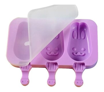 Foto 2 | Foto 2 | Molde Para Helado De Silicona Con Forma De Conejo Con Tapa 3 Cavidades - Venta Internacional.