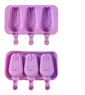 Foto 3 | Foto 3 | Molde Para Helado De Silicona Con Forma De Conejo Con Tapa 3 Cavidades - Venta Internacional.