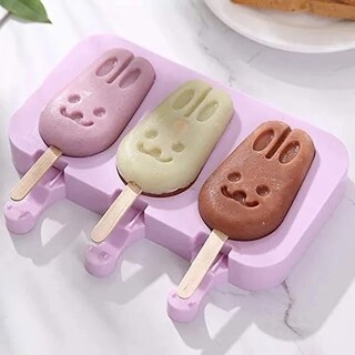 Foto 4 | Foto 4 | Molde Para Helado De Silicona Con Forma De Conejo Con Tapa 3 Cavidades - Venta Internacional.