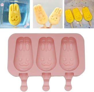 Foto 7 | Foto 7 | Molde Para Helado De Silicona Con Forma De Conejo Con Tapa 3 Cavidades - Venta Internacional.