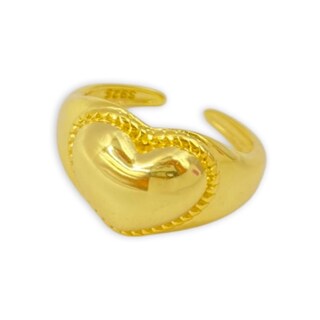 Foto 1 | Foto 1 | Anillo Con Estampado De Corazón Inflado Plata 925 Chapado En Oro - Venta Internacional.