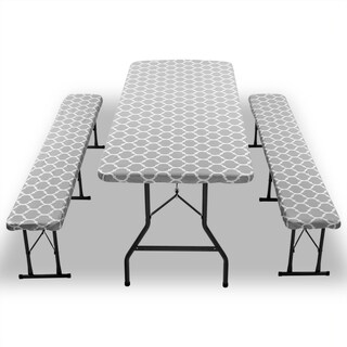 Foto 1 | Foto 1 | Mantel Ajustable Para Mesa Y Banco De Pícnic 3 Piezas Gris - Venta Internacional.