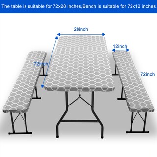 Foto 3 | Foto 3 | Mantel Ajustable Para Mesa Y Banco De Pícnic 3 Piezas Gris - Venta Internacional.