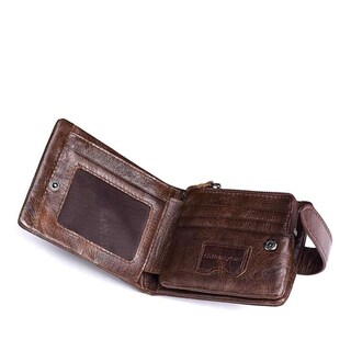 Foto 4 | Foto 4 | Cartera Kavi's De Piel Auténtica Para Hombre Con Cierre  Color Café - Venta Internacional.