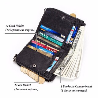 Foto 3 | Foto 3 | Monedero Vintage De Piel Auténtica Con Rfid Wallet Gzcz Para Hombre - Venta Internacional.