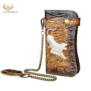 Foto 1 | Foto 1 | Cartera Le'aokuu Dragon De Piel Auténtica Grabada Para Hombre - Venta Internacional.