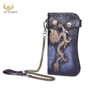 Foto 2 | Foto 2 | Cartera Le'aokuu Dragon De Piel Auténtica Grabada Para Hombre - Venta Internacional.
