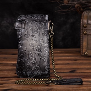 Foto 4 | Foto 4 | Cartera Le'aokuu Dragon De Piel Auténtica Grabada Para Hombre - Venta Internacional.