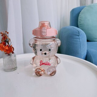 Foto 2 | Foto 2 | Botella De Agua Antiderrames De 1 Litro Diseño De Oso Kawaii Rosa Con Bastón 3d - Venta Internacional.