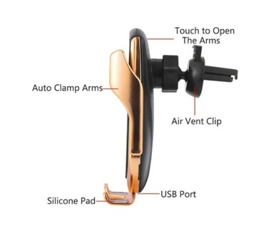 Foto 3 | Foto 3 | Soporte De Cargador De Coche Inalámbrico De 10 W De Carga Rápida Tipo C - Venta Internacional.