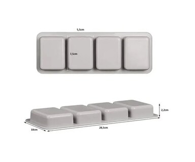 Foto 2 | Foto 2 | Molde De Silicona Para Jabón 4 Cavidades Color Gris 28 5 Cm X 10 Cm - Venta Internacional.
