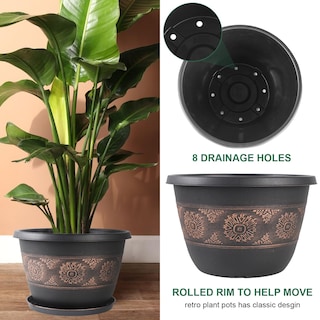 Foto 4 | Foto 4 | Macetas Usocik Con Diseño Retro Con Orificios De Drenaje De 40 Cm Paquete De 4 - Venta Internacional.