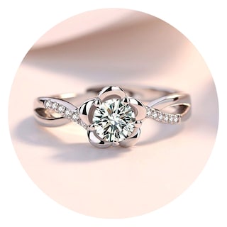 Foto 1 | Foto 1 | Anillo De Compromiso De Plata 925 Con Circonita Y Flor De Melocotón Para Mujer - Venta Internacional.